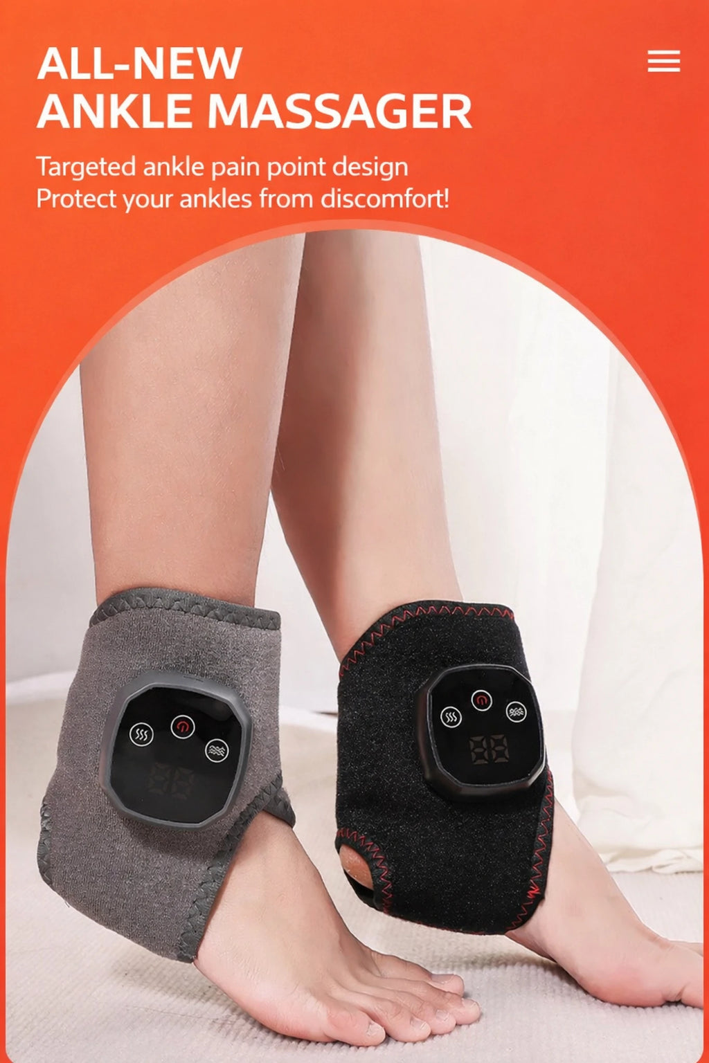 Graphene Heat & Vibration Therapy Wrap – Smart Ankle & Foot Massager for Deep Warm Relief