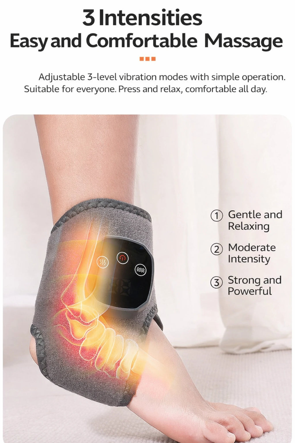 Graphene Heat & Vibration Therapy Wrap – Smart Ankle & Foot Massager for Deep Warm Relief