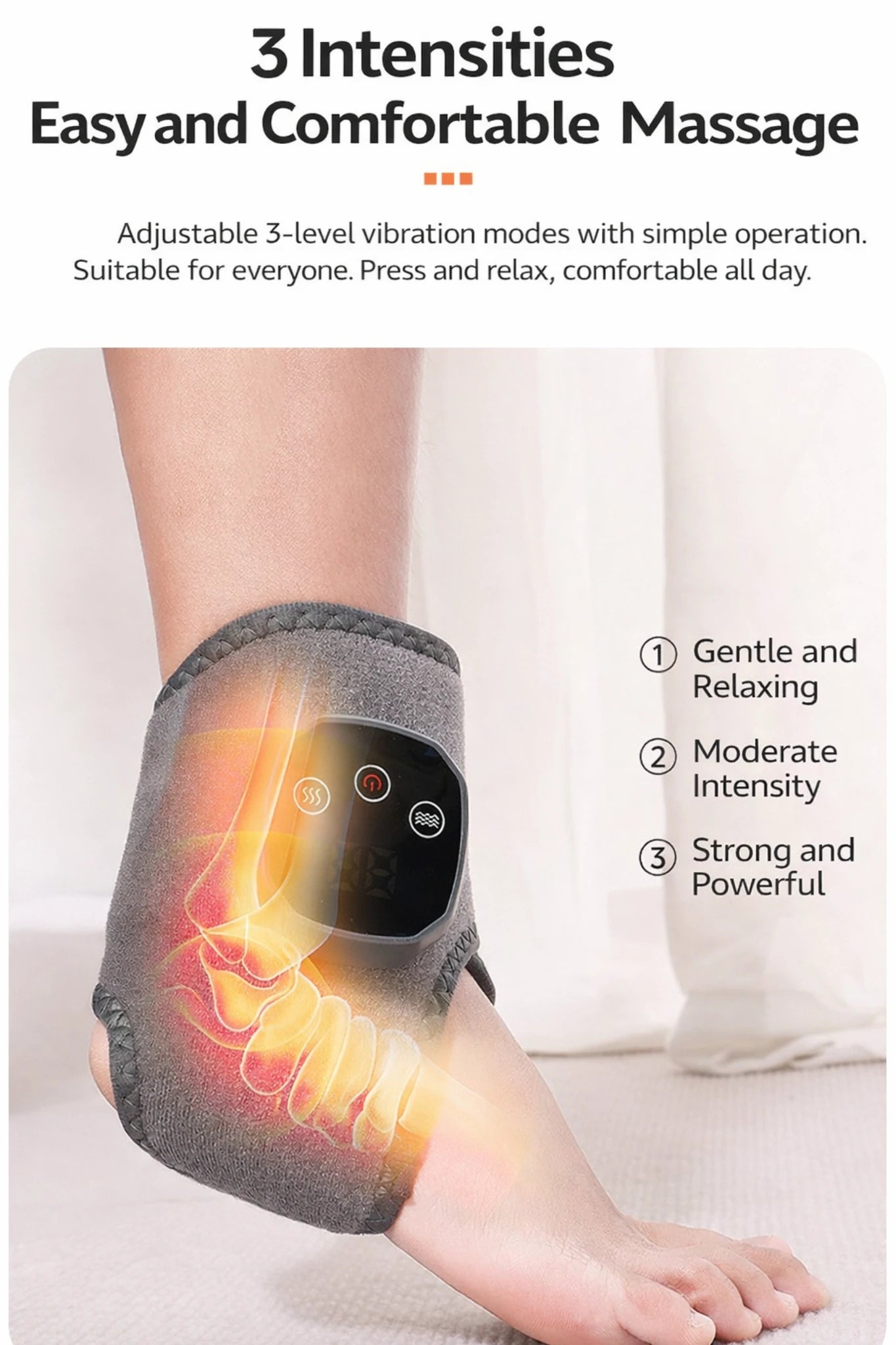 Graphene Heat & Vibration Therapy Wrap – Smart Ankle & Foot Massager for Deep Warm Relief