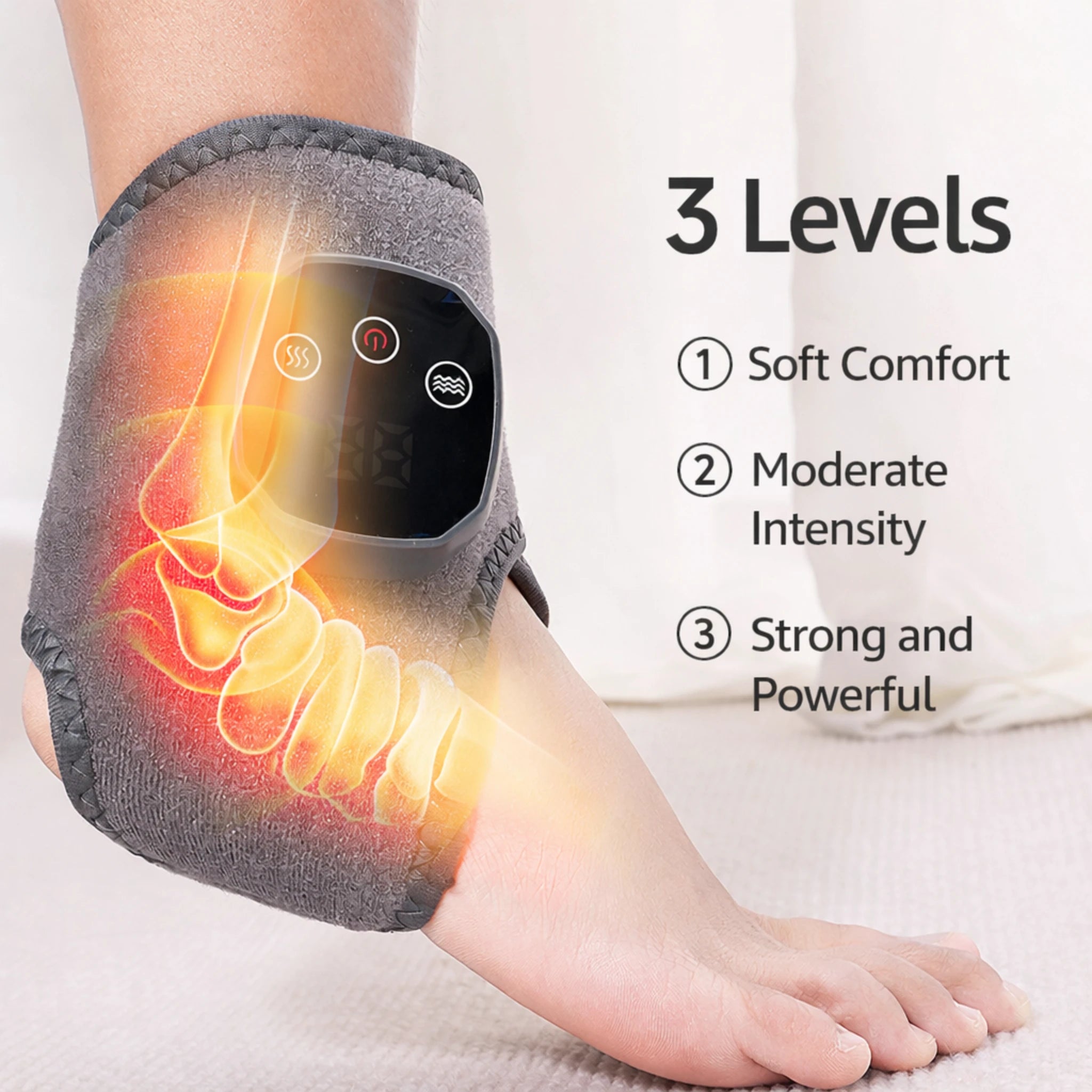 Graphene Heat & Vibration Therapy Wrap – Smart Ankle & Foot Massager for Deep Warm Relief