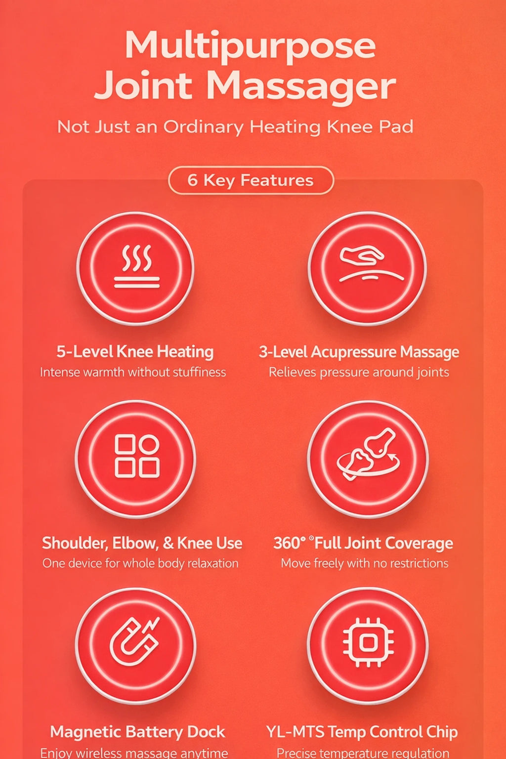 3-in-1 Electric Heated Knee & Shoulder & Elbow Pain Relief Massager with Vibration