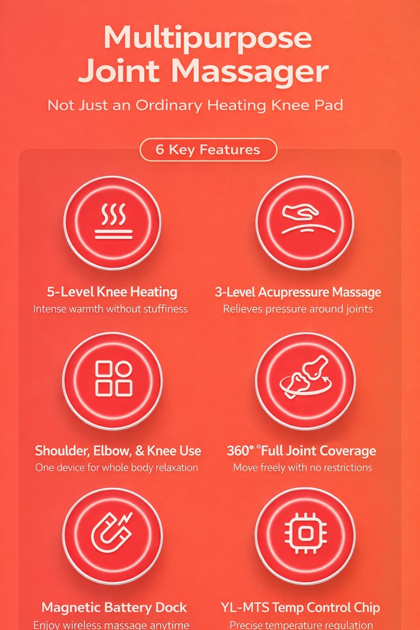 3-in-1 Electric Heated Knee & Shoulder & Elbow Pain Relief Massager with Vibration