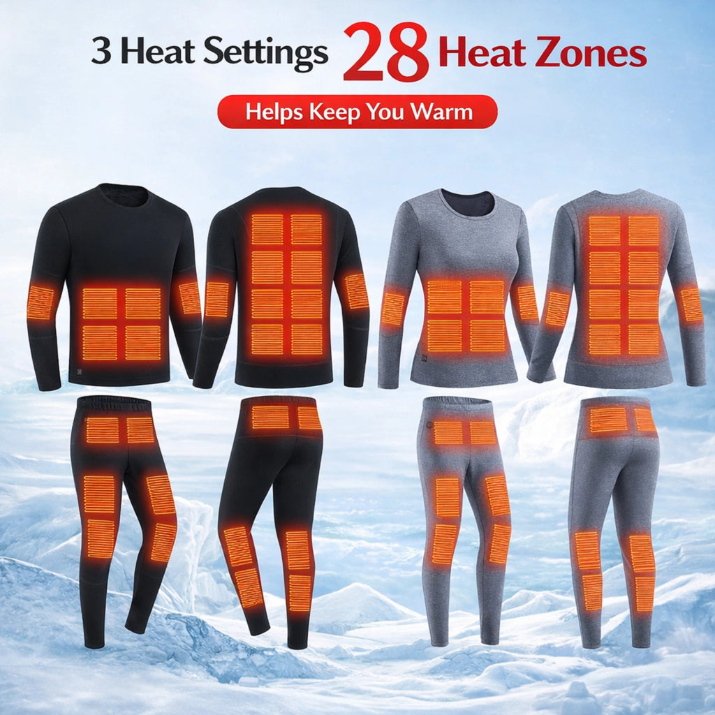 Smart Heated Thermal Underwear Set with Portable Battery