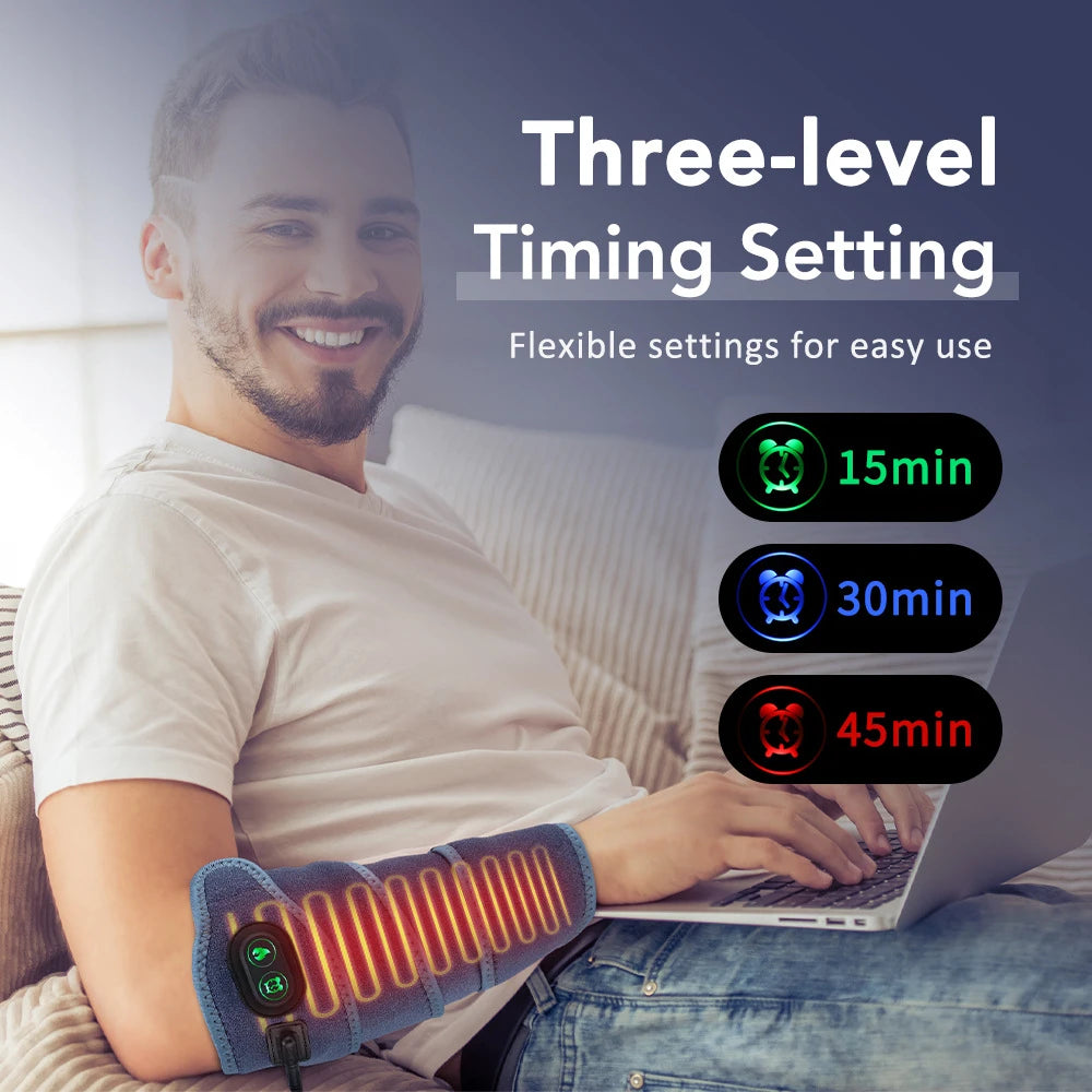 Rechargeable Heated Wrap with Timer – Electric Heating Pad Strap for Elbow, Wrist, Waist & Ankle Pain Relief