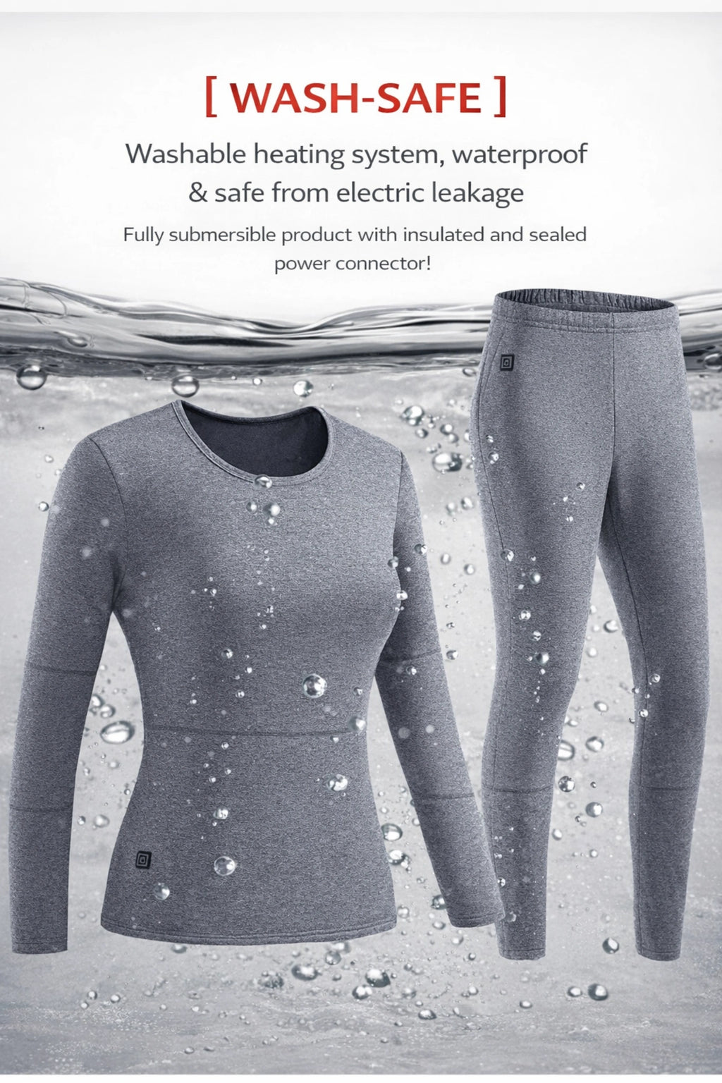 Smart Heated Thermal Underwear Set with Portable Battery