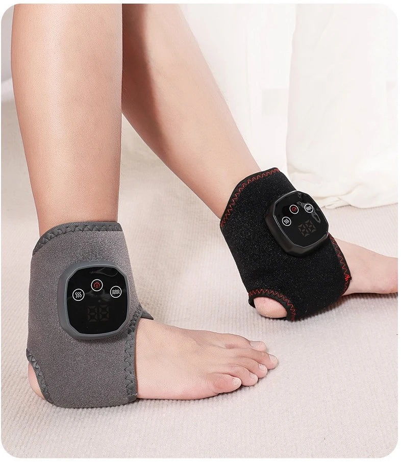 Graphene Heat & Vibration Therapy Wrap – Smart Ankle & Foot Massager for Deep Warm Relief
