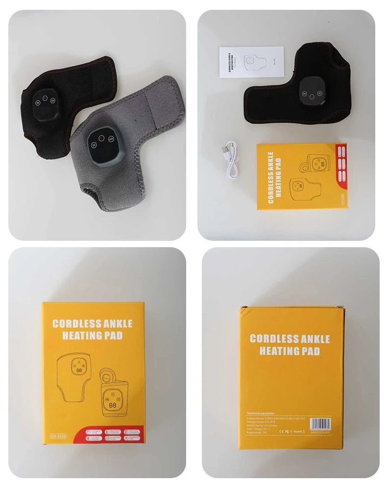 Graphene Heat & Vibration Therapy Wrap – Smart Ankle & Foot Massager for Deep Warm Relief